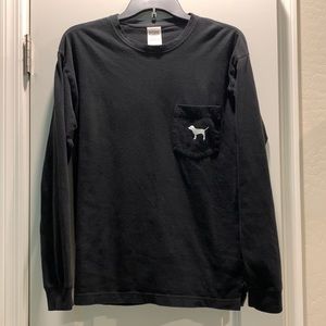 PINK VICTORIA’S SECRET SIZE S/P JET BLACK LONG SLEEVE TOP